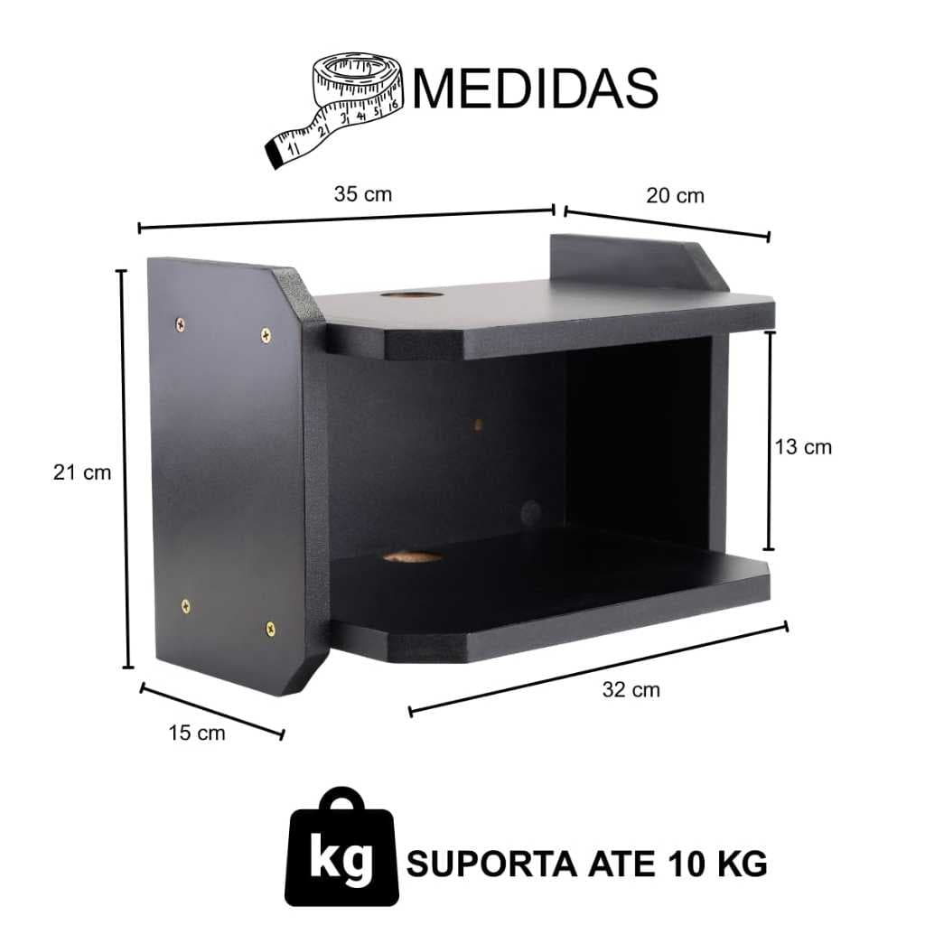 Suporte de Parede MDF Console Xbox PS4 PS5 Alta Resistência Suporta Até 10kg Suporte Invisível