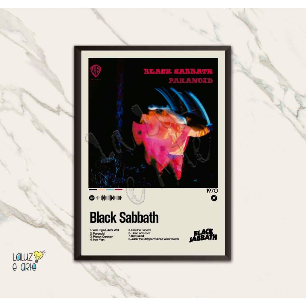 La Luz e Arte\Quadro Música\Black Sabbath\Quadro Decorativo\Spotify\Heavy Metal\Paranoid