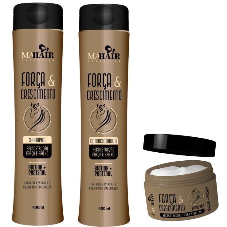 Kit Capilar Shampoo Condicionador e Máscara Capilar Força e Crescimento Mahair Promoção!