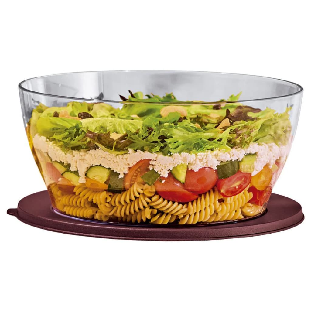 Tupperware Tigela Linha Clear 2,4L Policarbonato Ultra Resistente com Tampa Hermética Merlot Elegância que Não Quebra