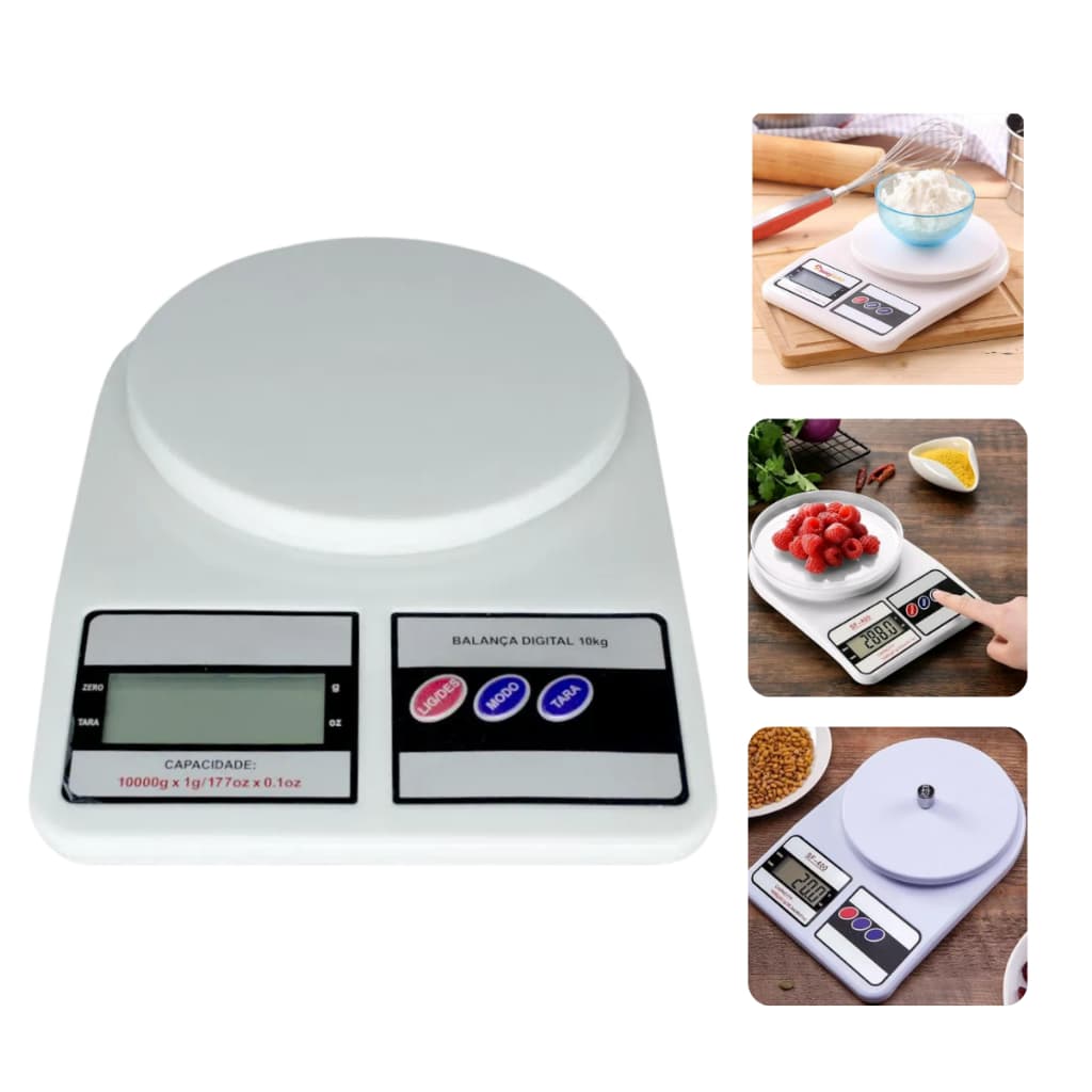 Balança Digital de Cozinha de Precisão 1g a 10Kg - Nutrição e Dieta
