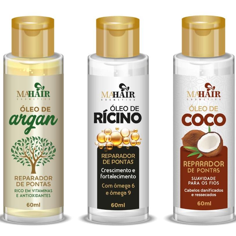 Reparador de Pontas Mahair Óleo de Argan - Óleo Rícino - Óleo de Coco Linha Completa Promoção!
