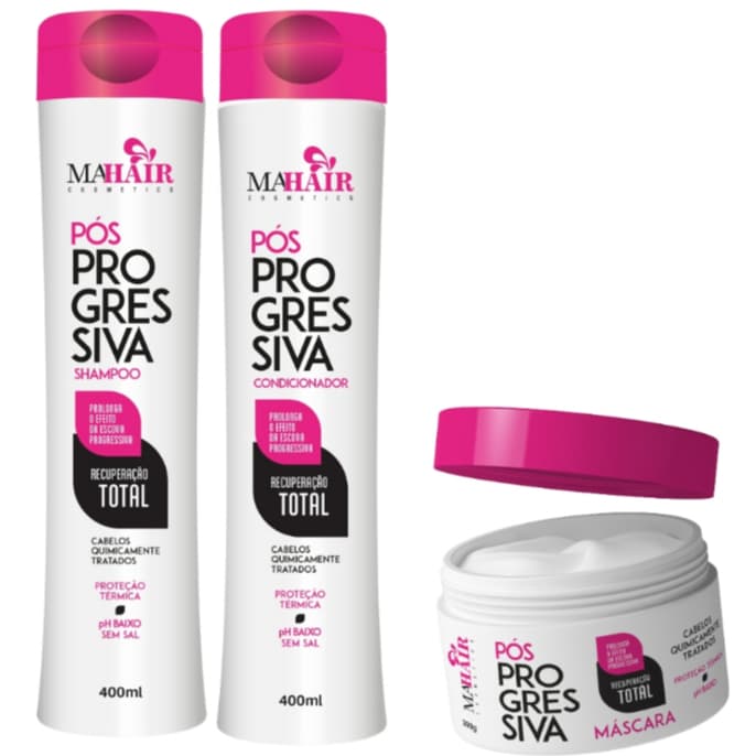 Kit Capilar Shampoo Condicionador e Máscara Capilar Pós Progressiva Mahair Promoção!