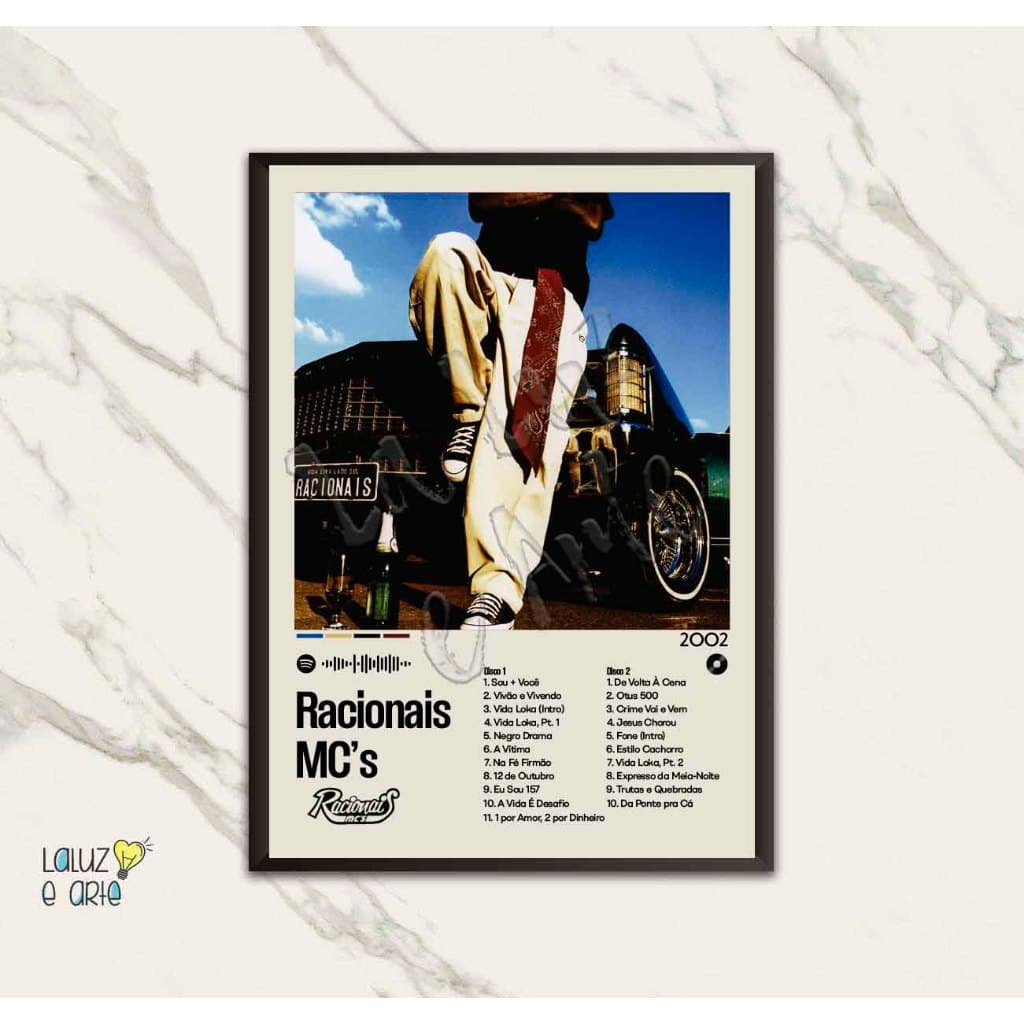 La Luz e Arte\Quadro Música\Racionais MC'S\Quadro Decorativo\Spotify\Rap Nacional\Hip Hop\-Nada Como um DIa Após o Outro