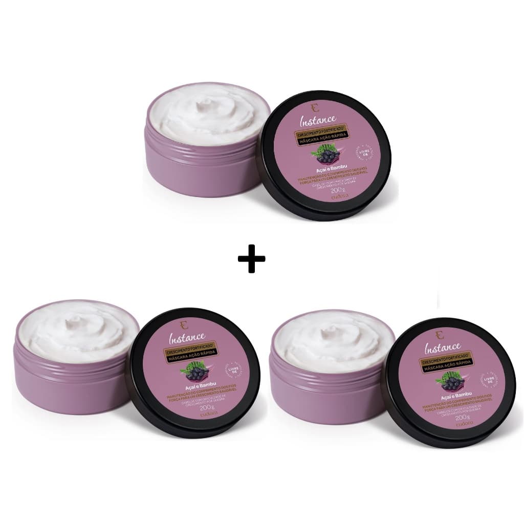 3 Máscara Capilar Instance Açaí e Bambu 200g Eudora VAL - 07/2027