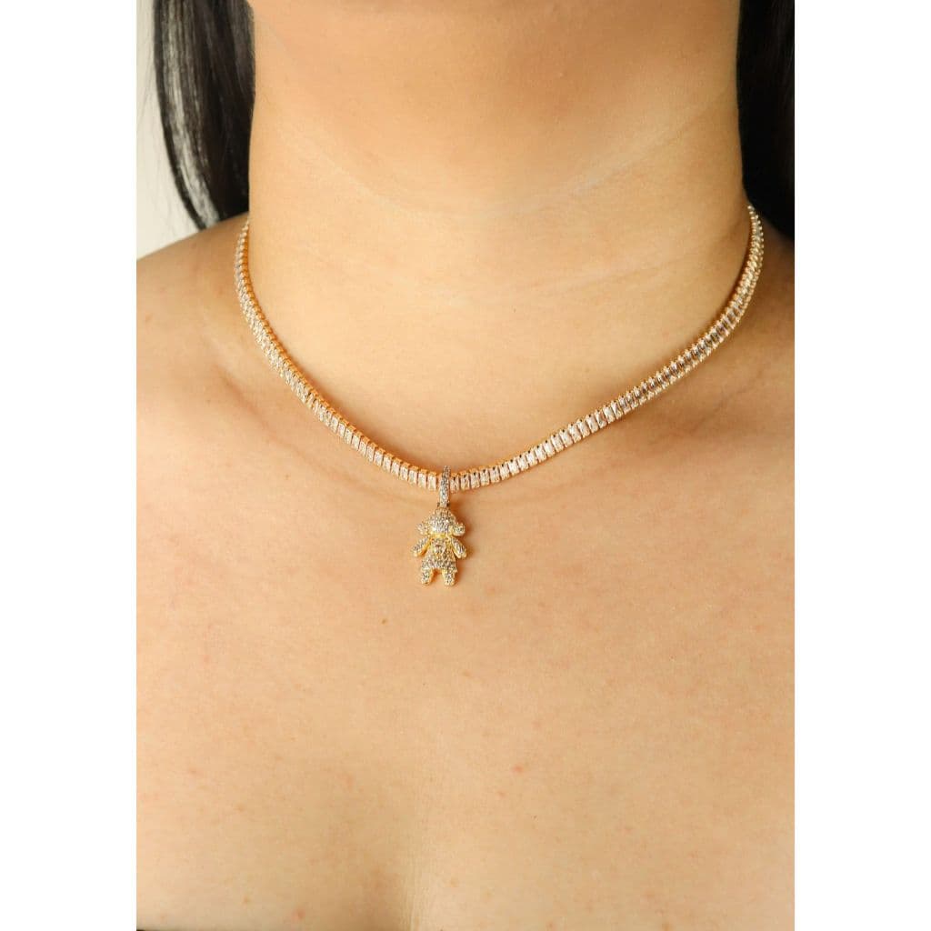 COLAR  FOLHEADO COM ZIRCONIA CRAVEJADO FILHOS (A)