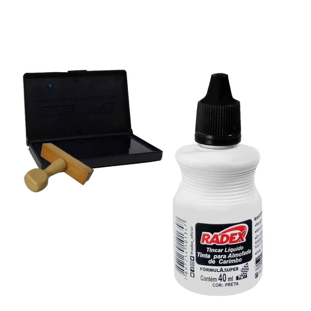 Tinta Para Almofada De Carimbo Radex 40 Ml Preta