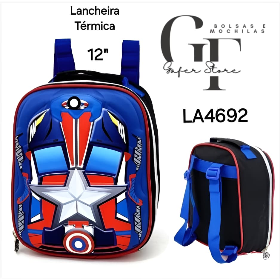 Lancheiras Termica 3d Escolar Capitao America LA4692