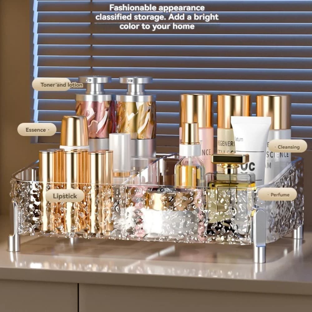 Porta Maquiagem Organizador Multiuso De Acrílico Transparente Batom Cosméticos Make 5 Divisórias
