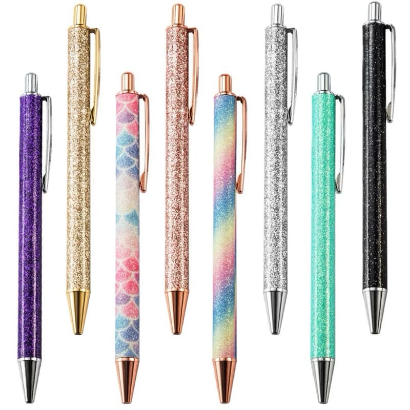 Caneta Esferografica Luxo Gold Glitter Kawaii Ponta fina Papelaria criativa