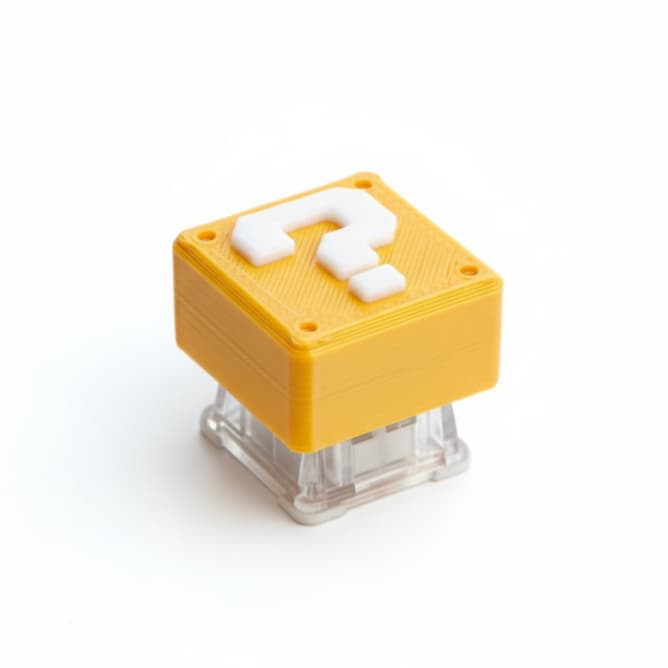 Keycap Bloco de Interrogação Super Mario Bros | Estilo Pixel para Teclado Mecânico | Design Geek