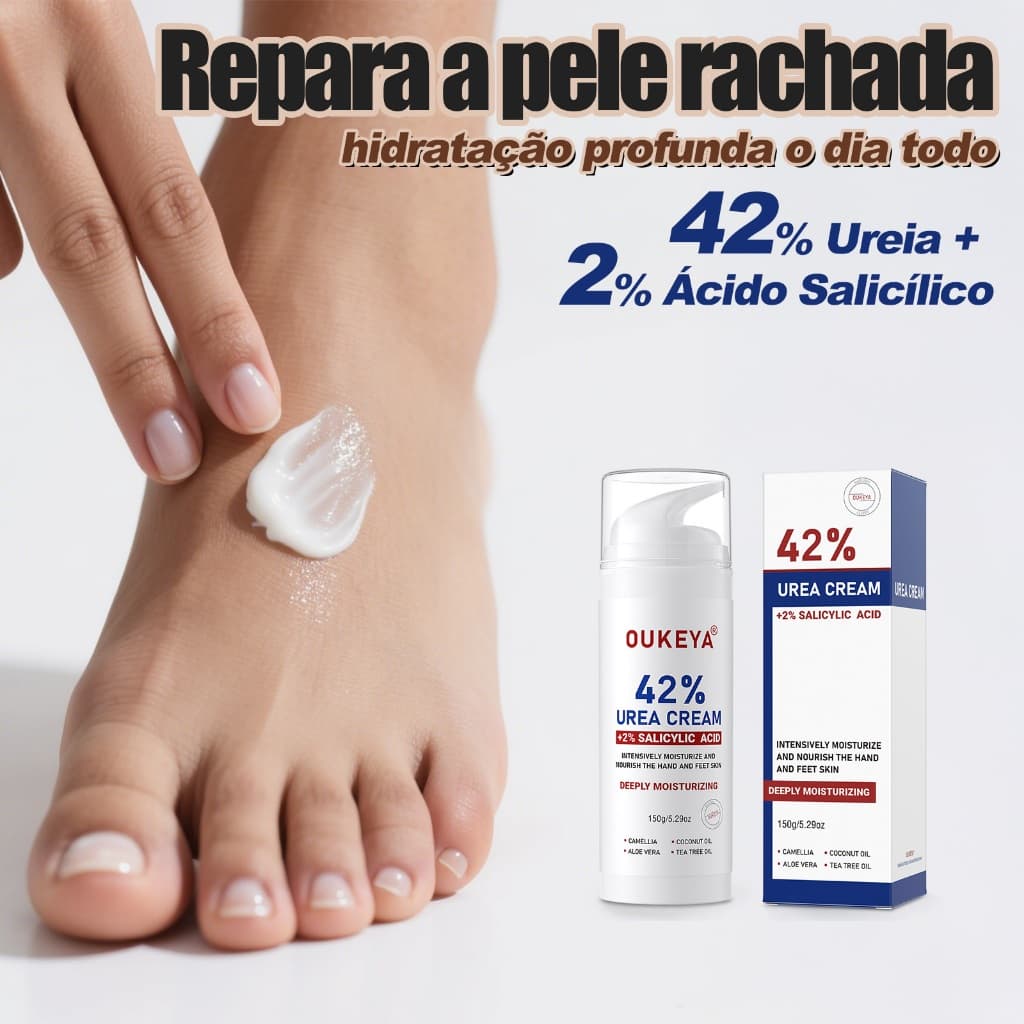 Hidratante Corporal OUKEYA creme Ureia 42% e Ácido Salicílico 2% Ajuda a Melhorar a Aparência de Áreas Escurecidas