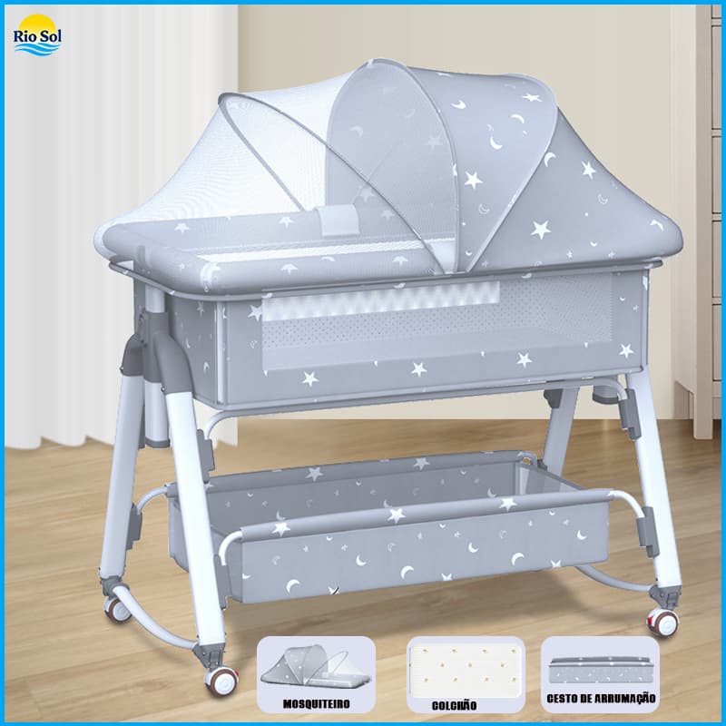 Berço Portátil Berço portátil Mosquiteiro 50 KG multifuncional móvel e dobrável para bebê Cinza P18