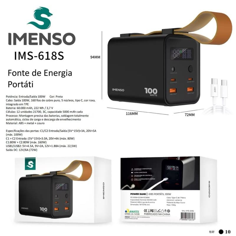 IMENSO IMS-618S 94MM Fonte de Energia Portáti