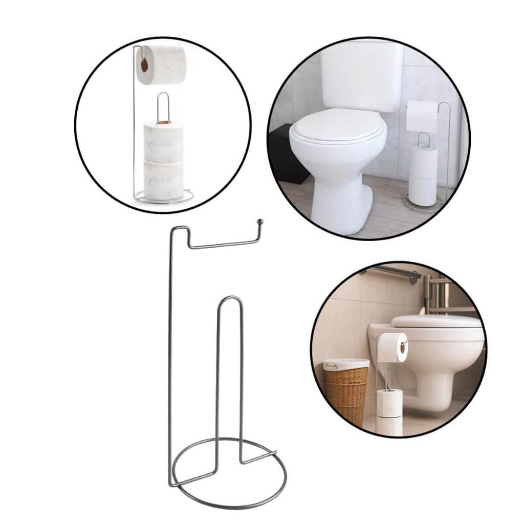 Suporte de Chão Porta Papel Higiênico Preto – Moderno e Decorativo para Banheiro