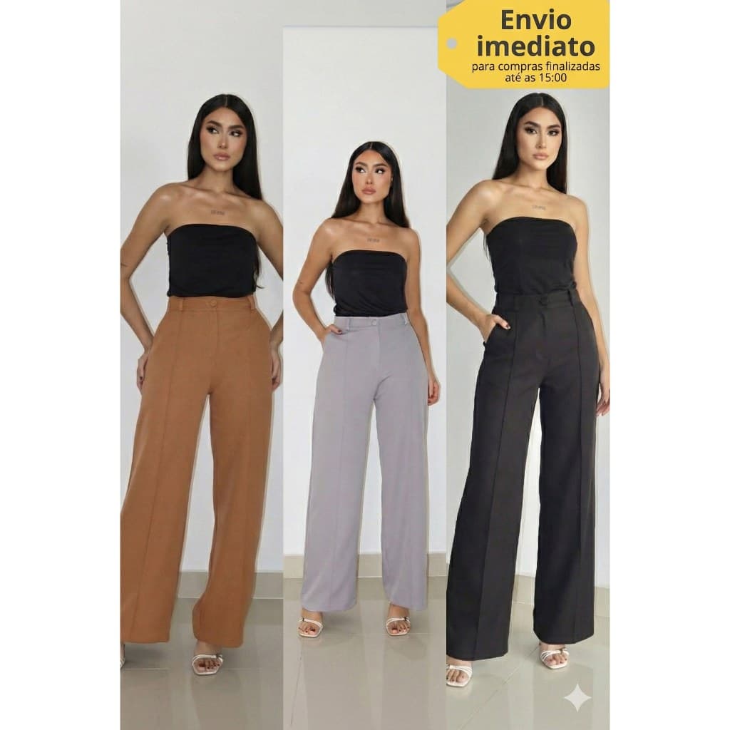 Calça Alfaiataria Pantalona Feminina com Cinto | Cintura Alta Elegante Social Confortável Moda 2025