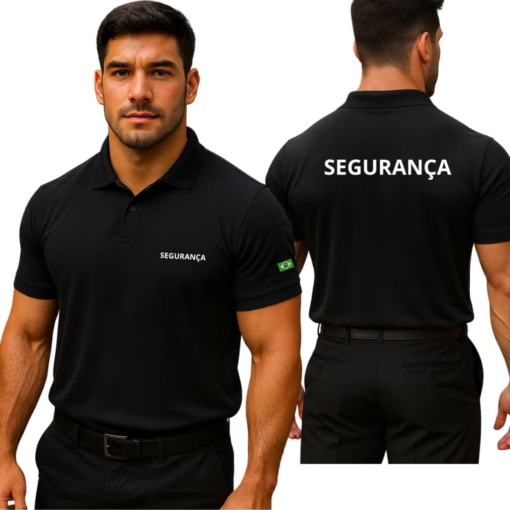 Camisa Polo Masculina Segurança Estampada Guarda Vigia Confortável Fresca Não Amassa Uniforme