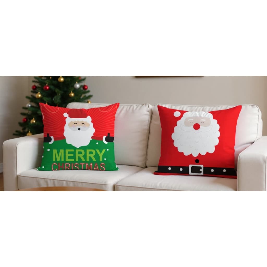 Kit 2 Almofadas Natalinas Decoração Charmosa Almofadas Temáticas Papai Noel Natal Encantado 45x45 Para Sala + Capas