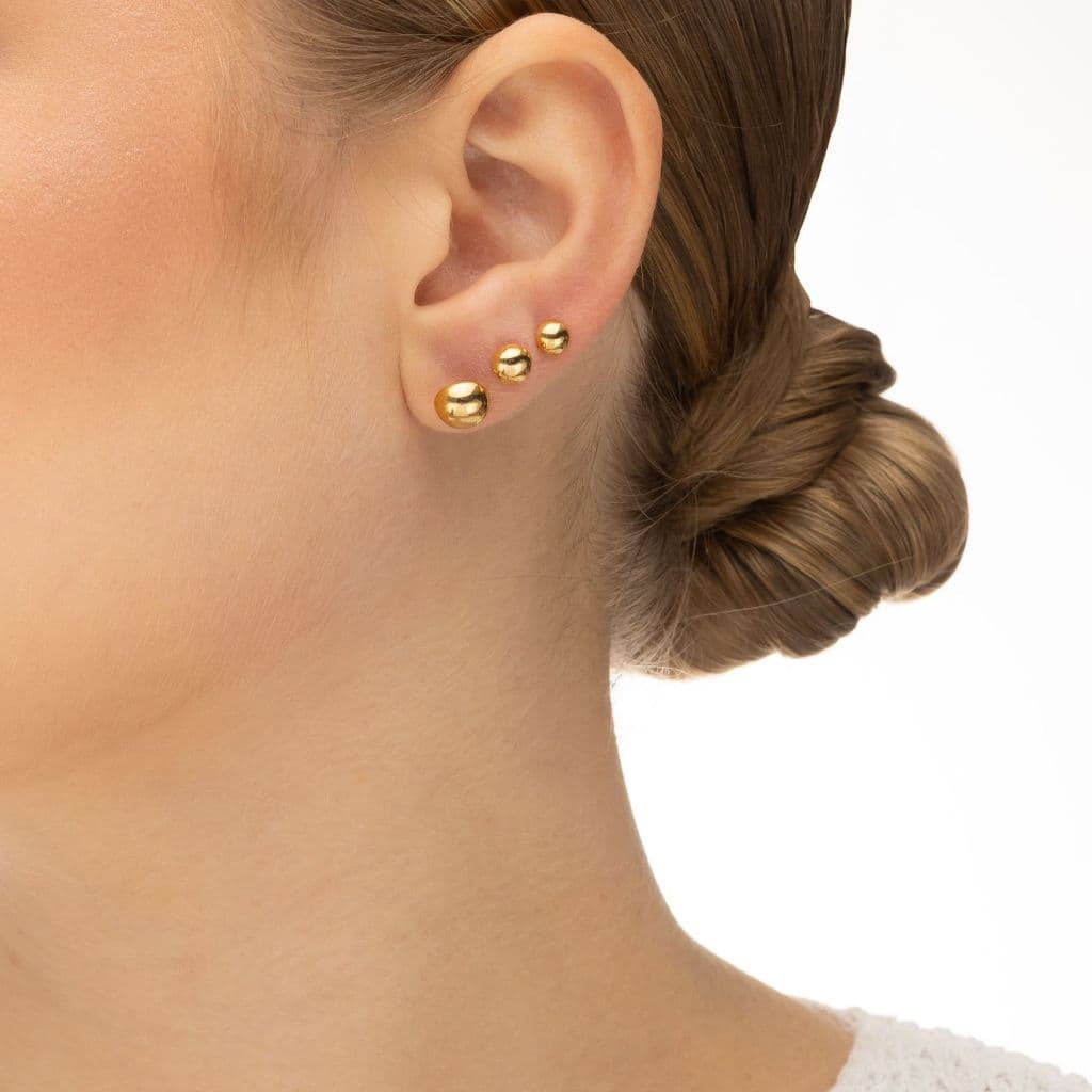 Kit Brinco Bolinha 1 2 3 Feminino Lisa Dourada Banhado a Ouro 18k-Semijoias Delicado Mania De Madame