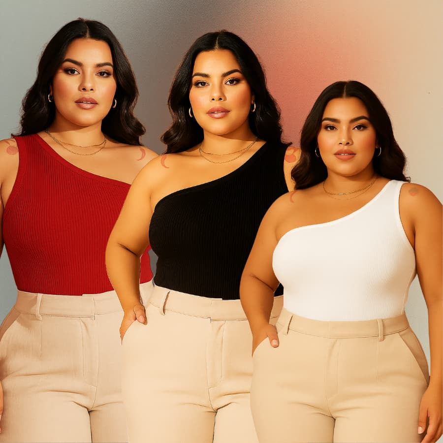 Kit 3 Blusa Regata Um Ombro Só Moda Plus Size Feminino 44 ao 50 Canelado Premium Promoção Envio Imediato