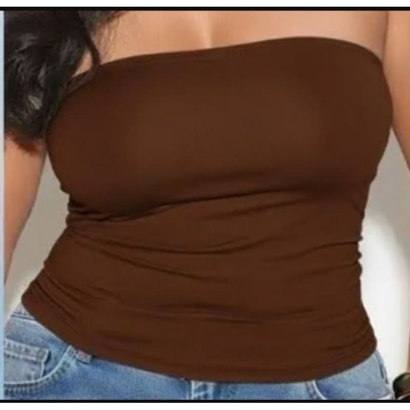 Tomara que Caia Plus Size Basico Cropped Top Tube Com  Forro Siplex