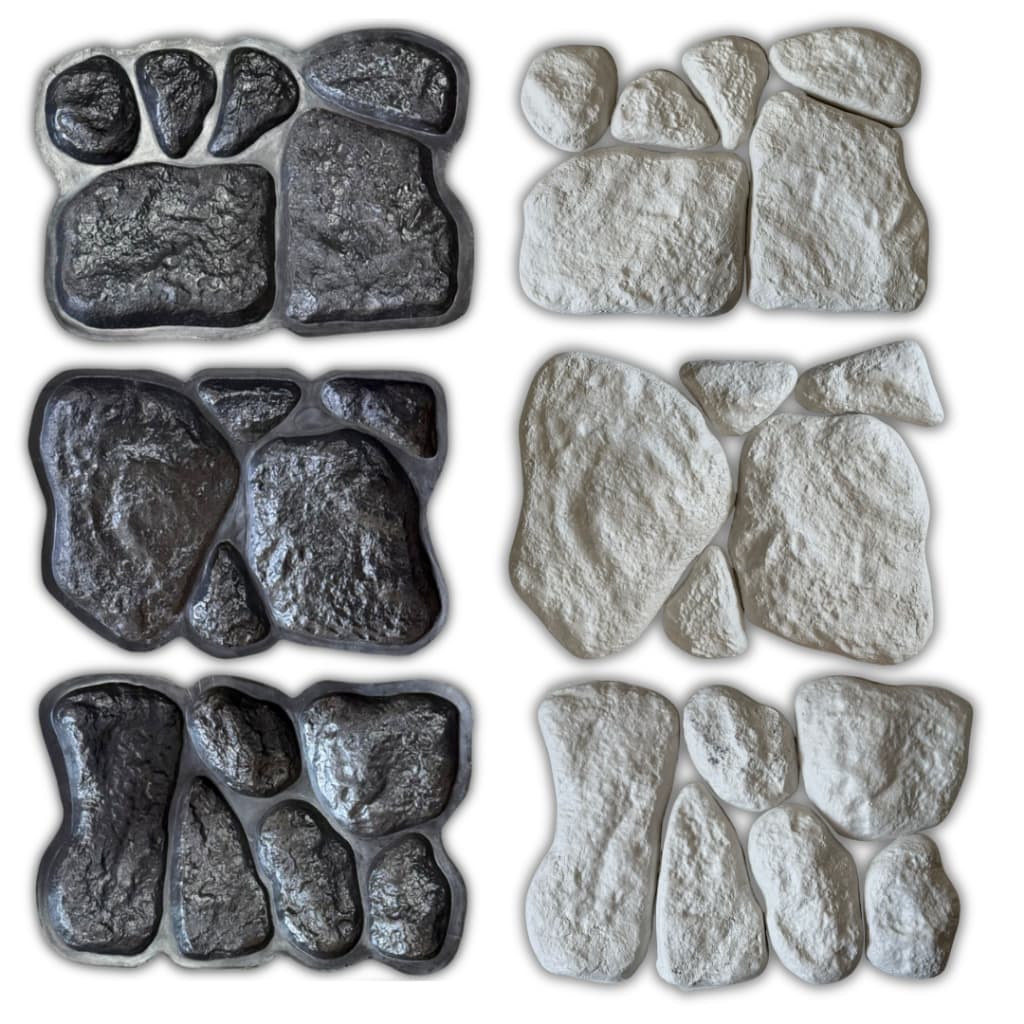 kit 3 Moldes / Formas Pedra Rústica Gesso e Cimento