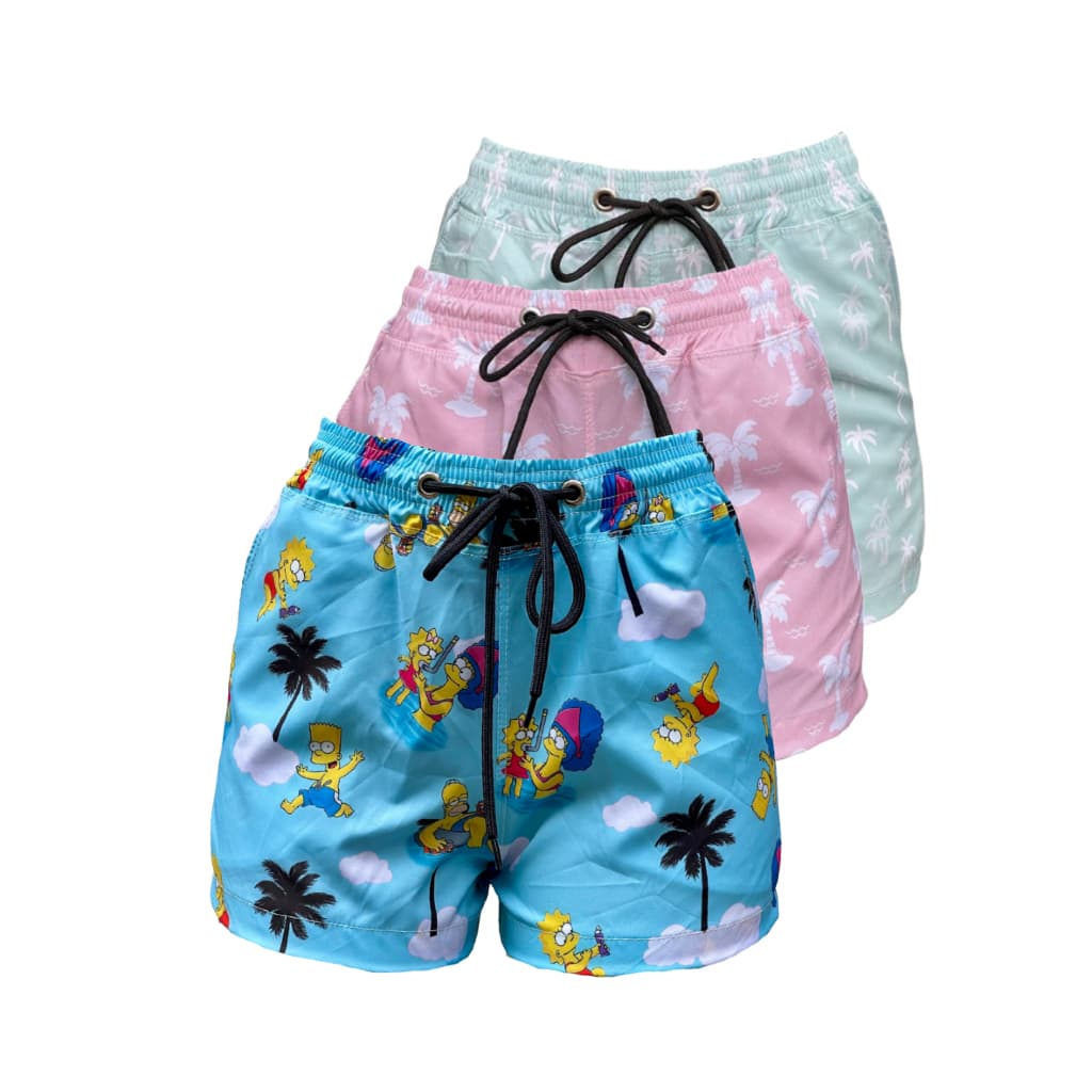KIT 3 shortes feminino Tactel com elastano moda praia academia verao
