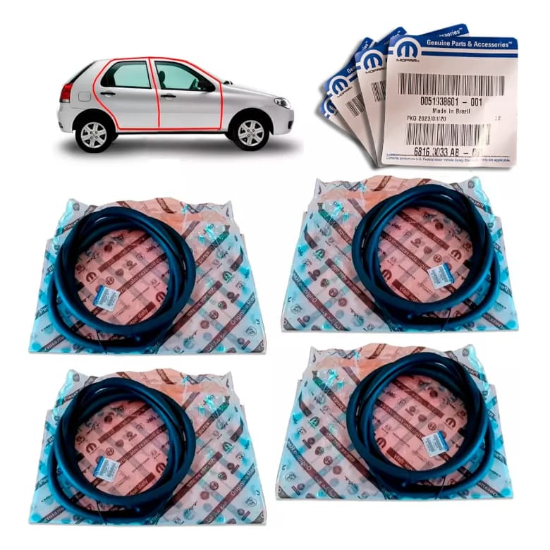 Kit 4 Borrachas De Porta Palio 4 Portas 2008 2009 2010 Mopar