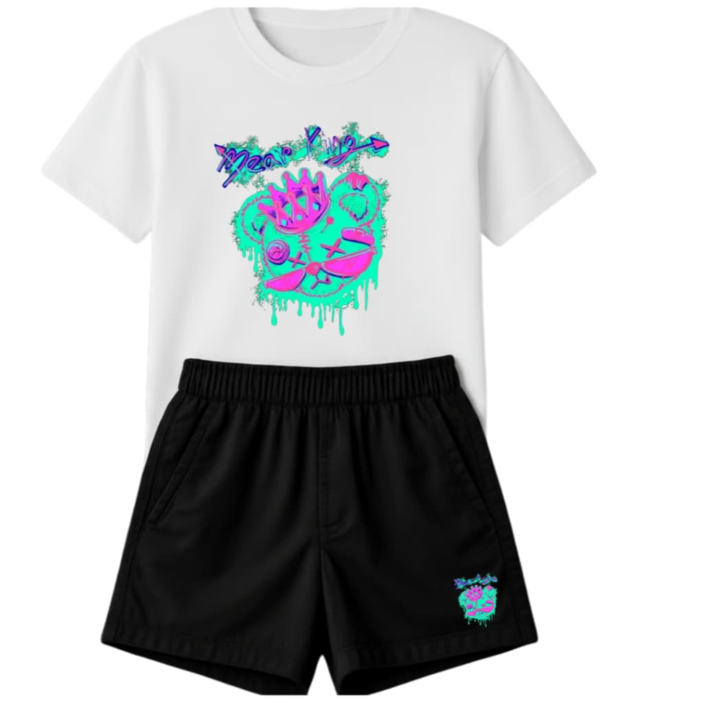 Kit Camiseta Masculina Algodão e Short Tectel Conjunto Bear King Masculino Promoção