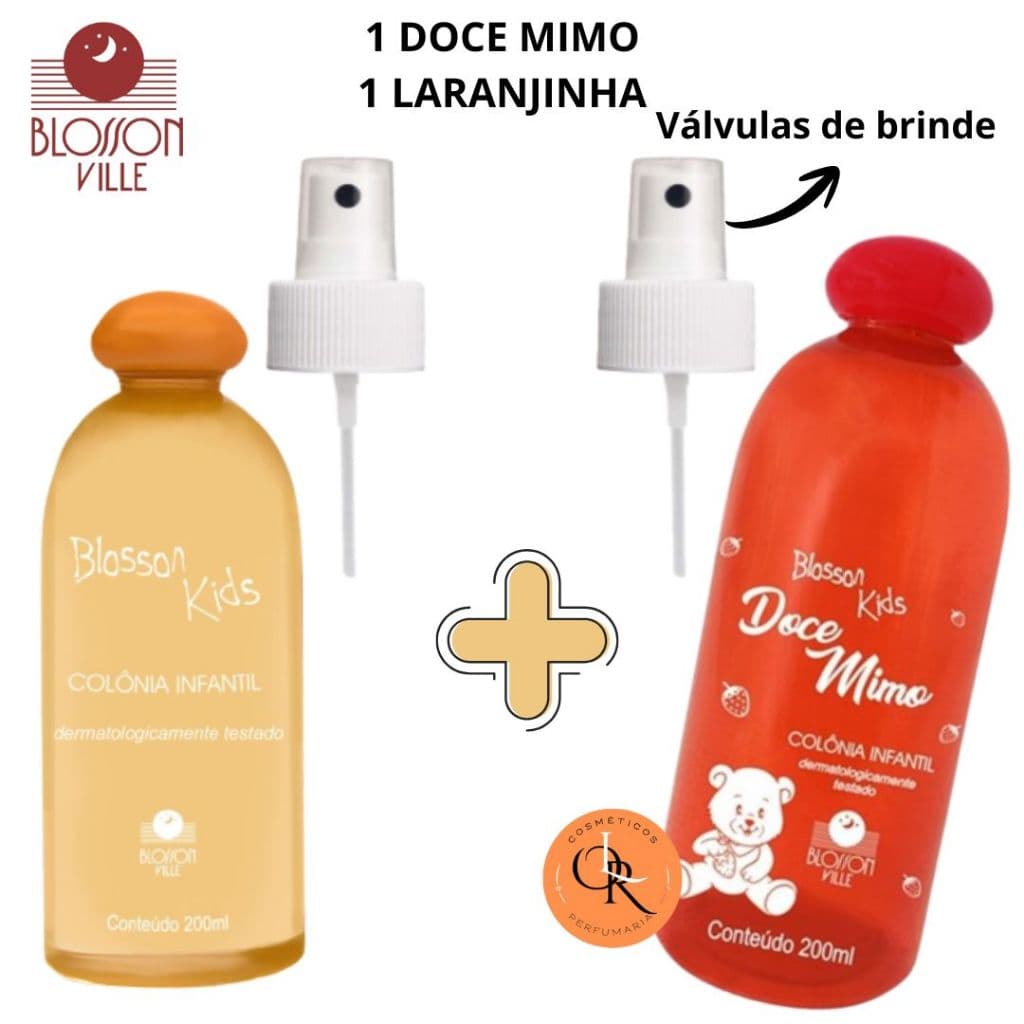 Dupla Blosson Kids Laranjinha e Kids Doce Mimo 200ml cada com válvulas ORIGINAL Blosson Ville