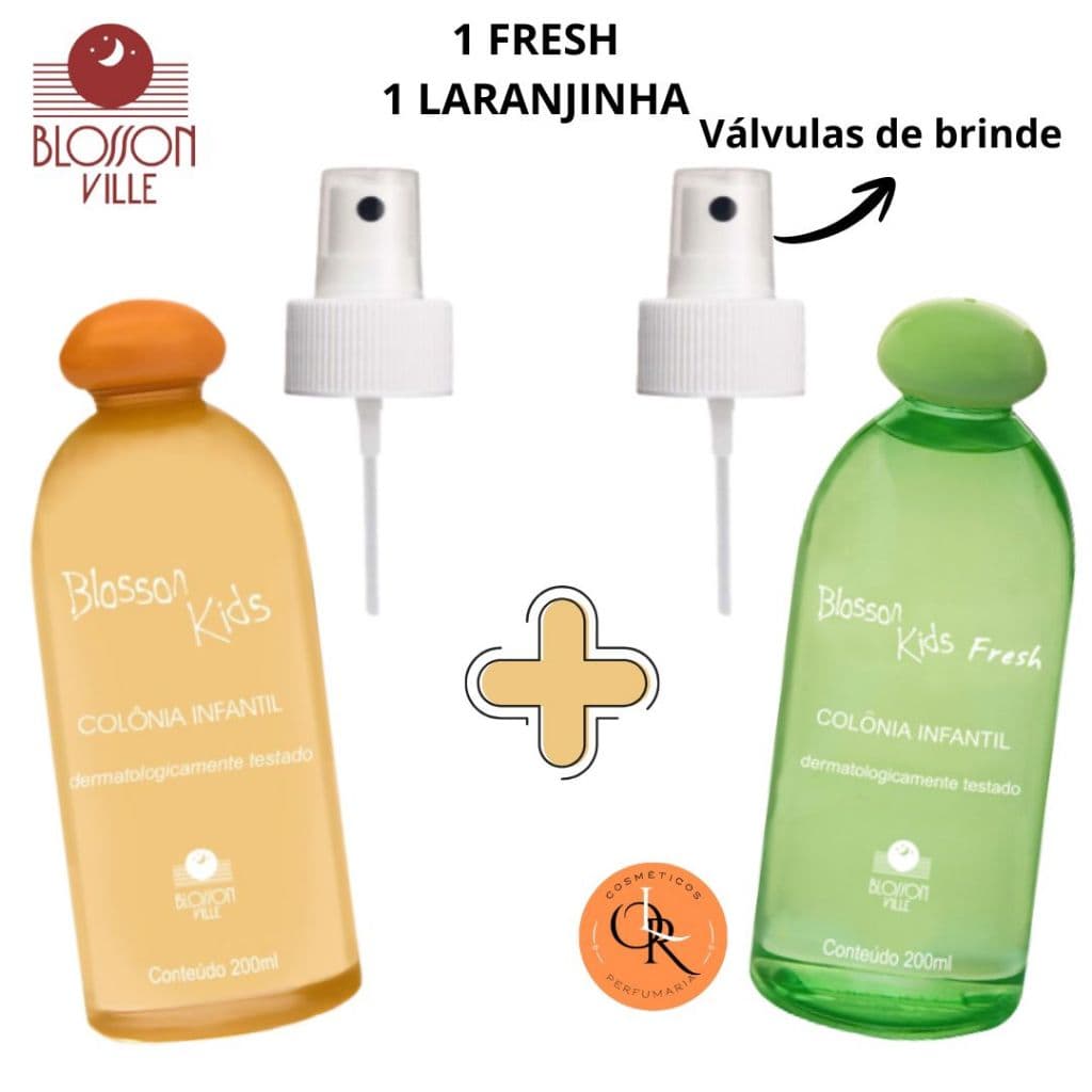 Dupla Blosson kids Laranjinha e Kids Fresh 200ml cada com válvulas ORIGINAL Blosson Ville