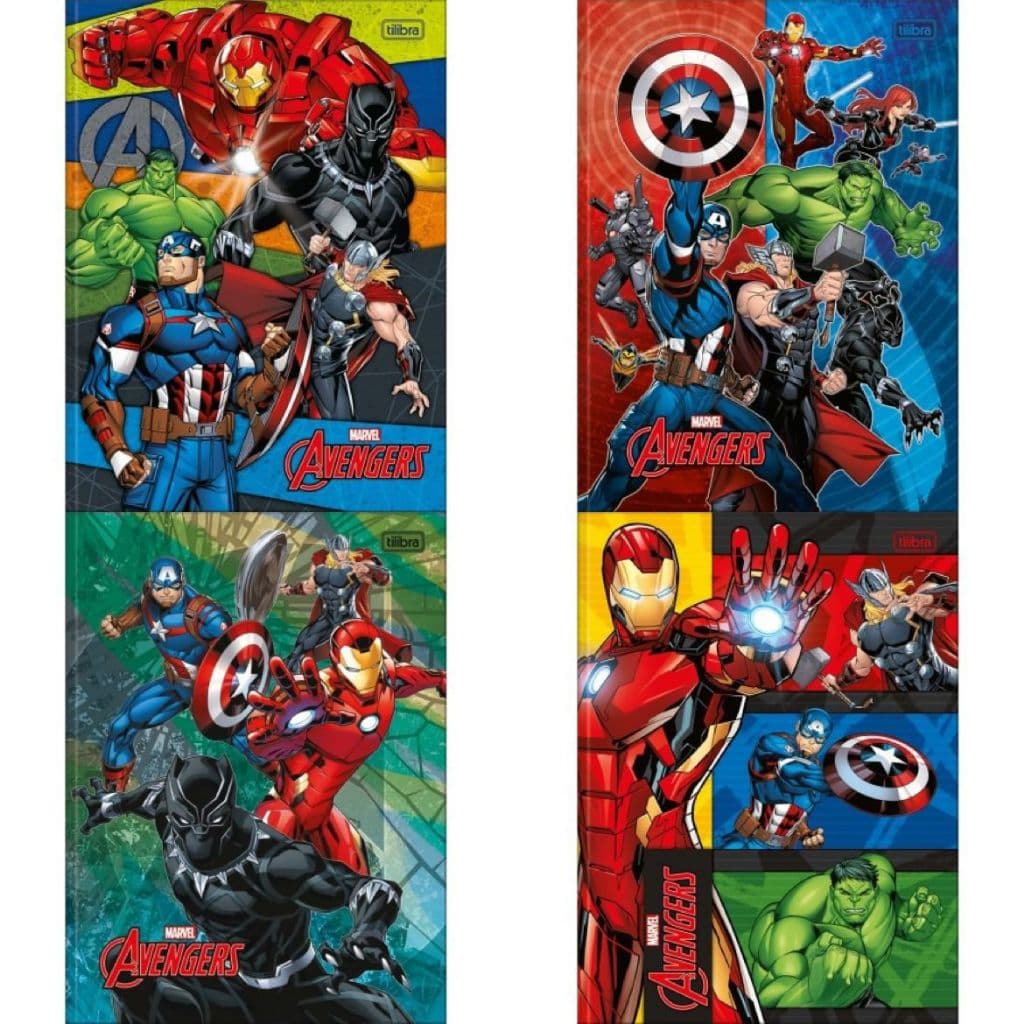 Tilibra Caderno Brochura Universitário Avengers capa dura 200 x 275mm 80 folhas