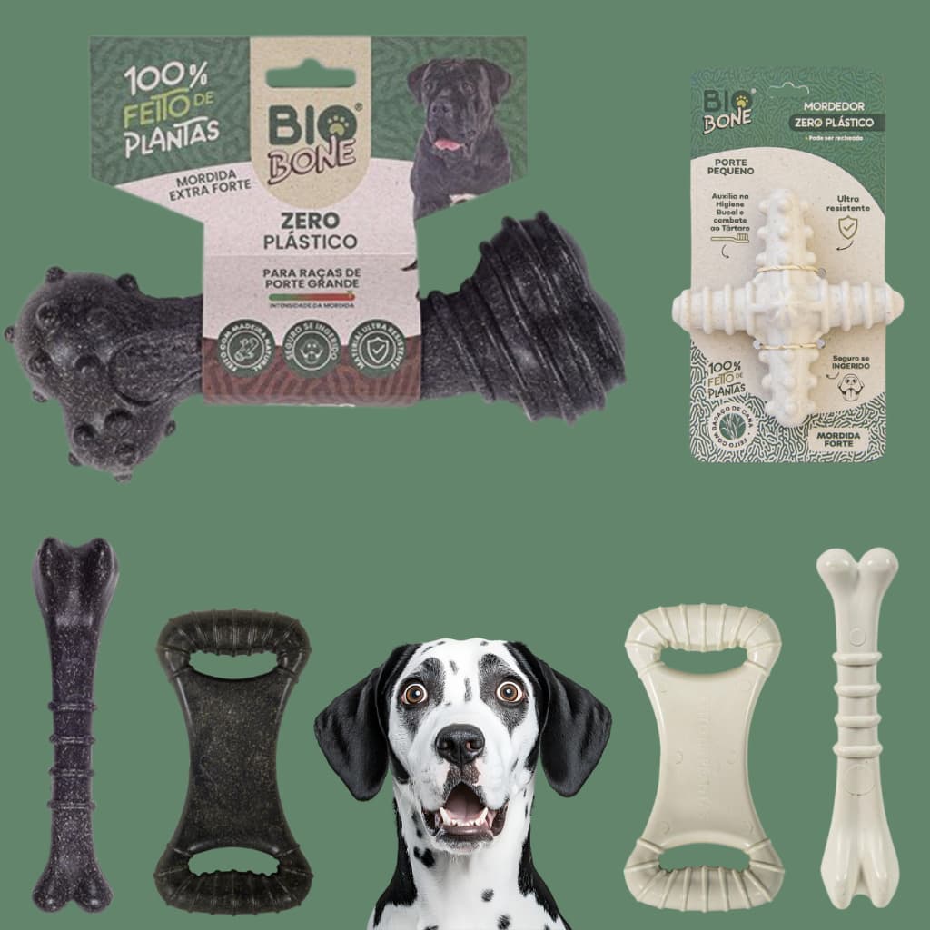 Brinquedo Mordedor BioBone Natural Feito de Plantas Cães Várias Opções