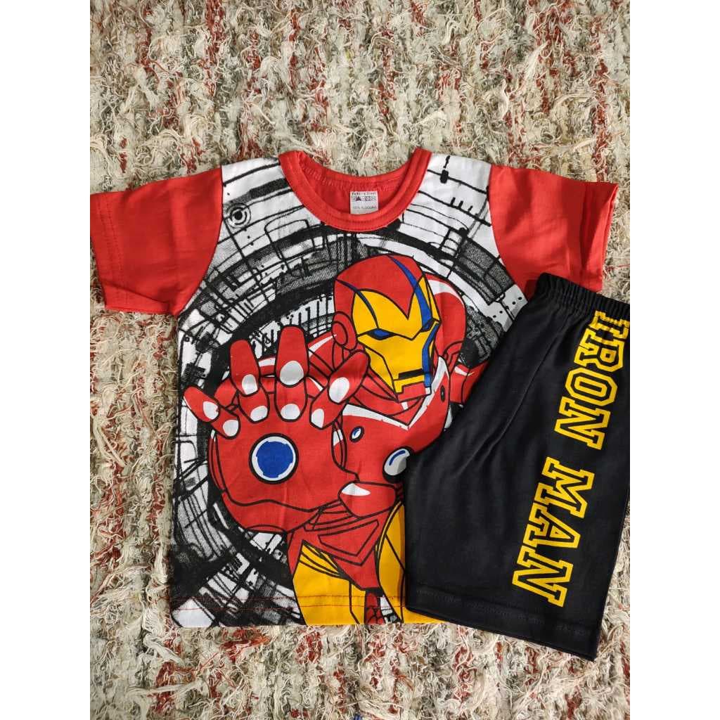 Conjunto Infantil Homem de ferro com manga menino 4 A 10 anos estampado
