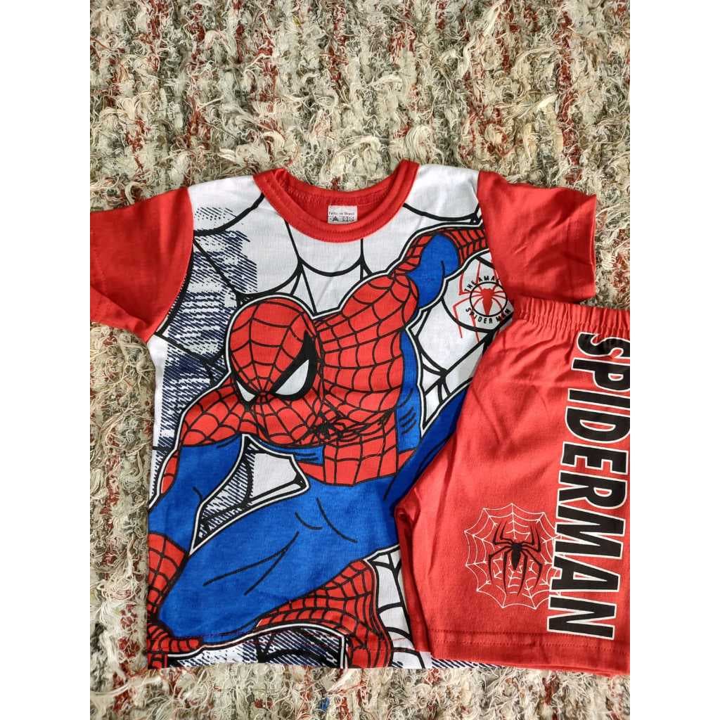 Camiseta Infantil conjunto Homem-Aranha personagem Blusa Menino 100% Algodão Spider-Man