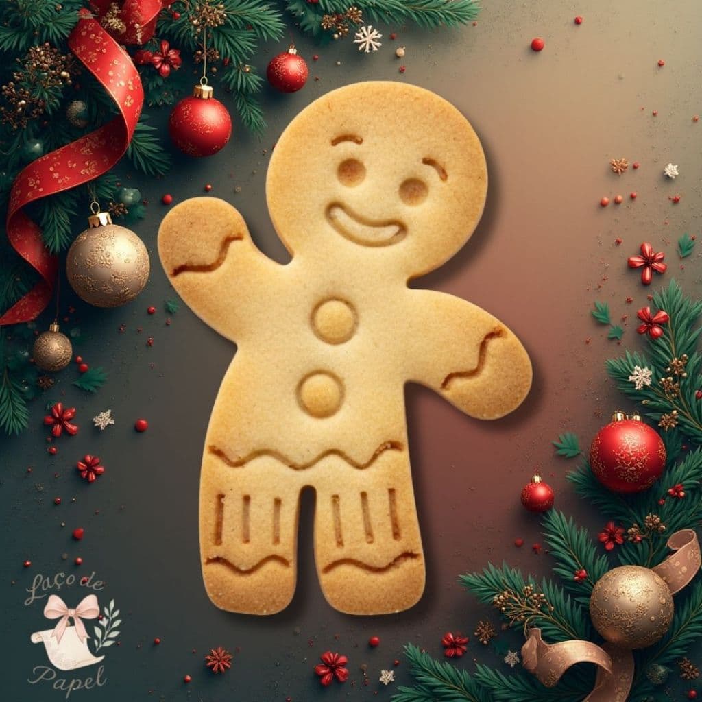 Cortador e Marcador de Biscoito Linha Premium c/ Puxador Tema Natal Ginger Clássico