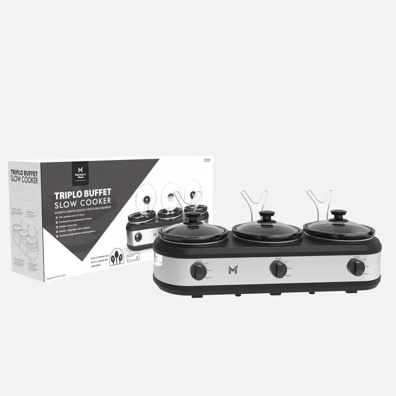 Rechaud Elétrico 110V  Members Mark Triplo Buffet Slow Cooker