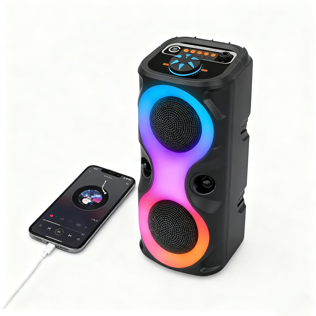 Caixa de som Bluetooth Portátil Com Led RGB Portátil FM USB TWS 30W Para Praia, Festa ou Viagem