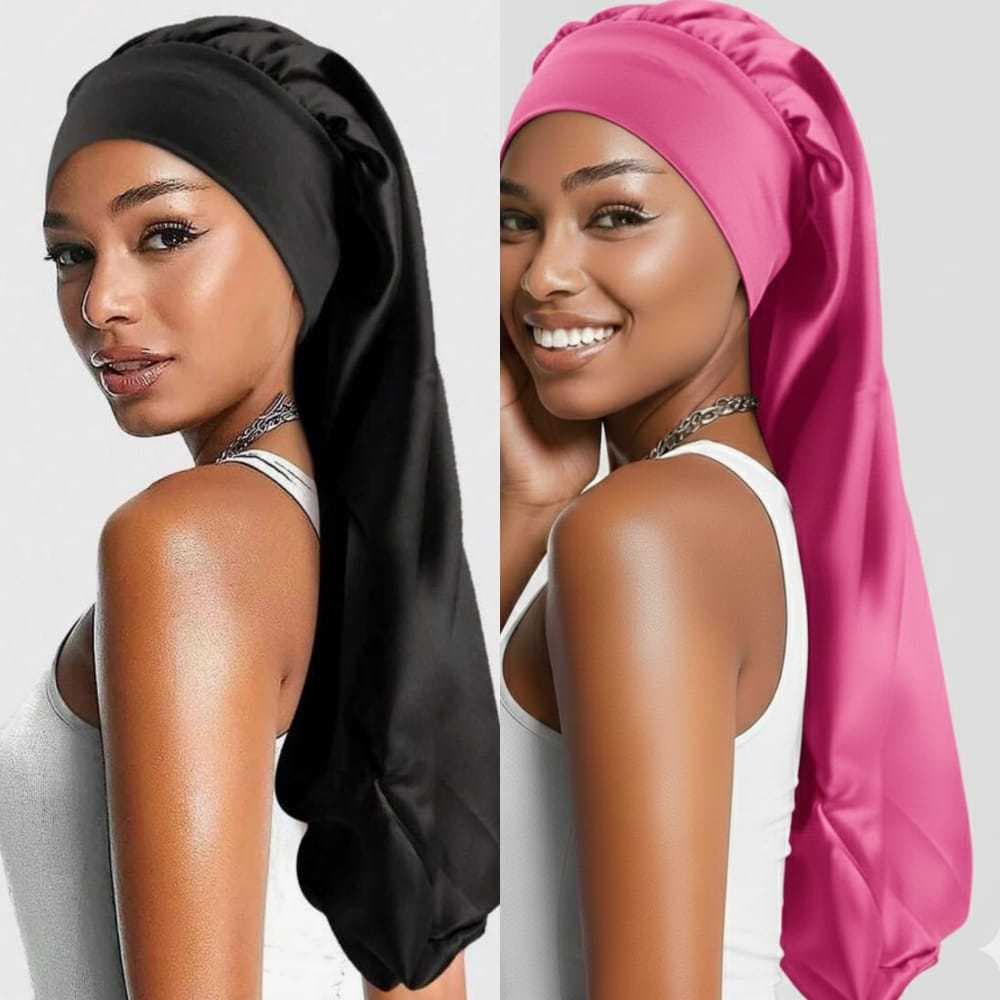 Touca De Cetim Longa Faixa Toca Antifrizz  Dread Jumbo Trancas Box Braids  Para Cabelos Longos