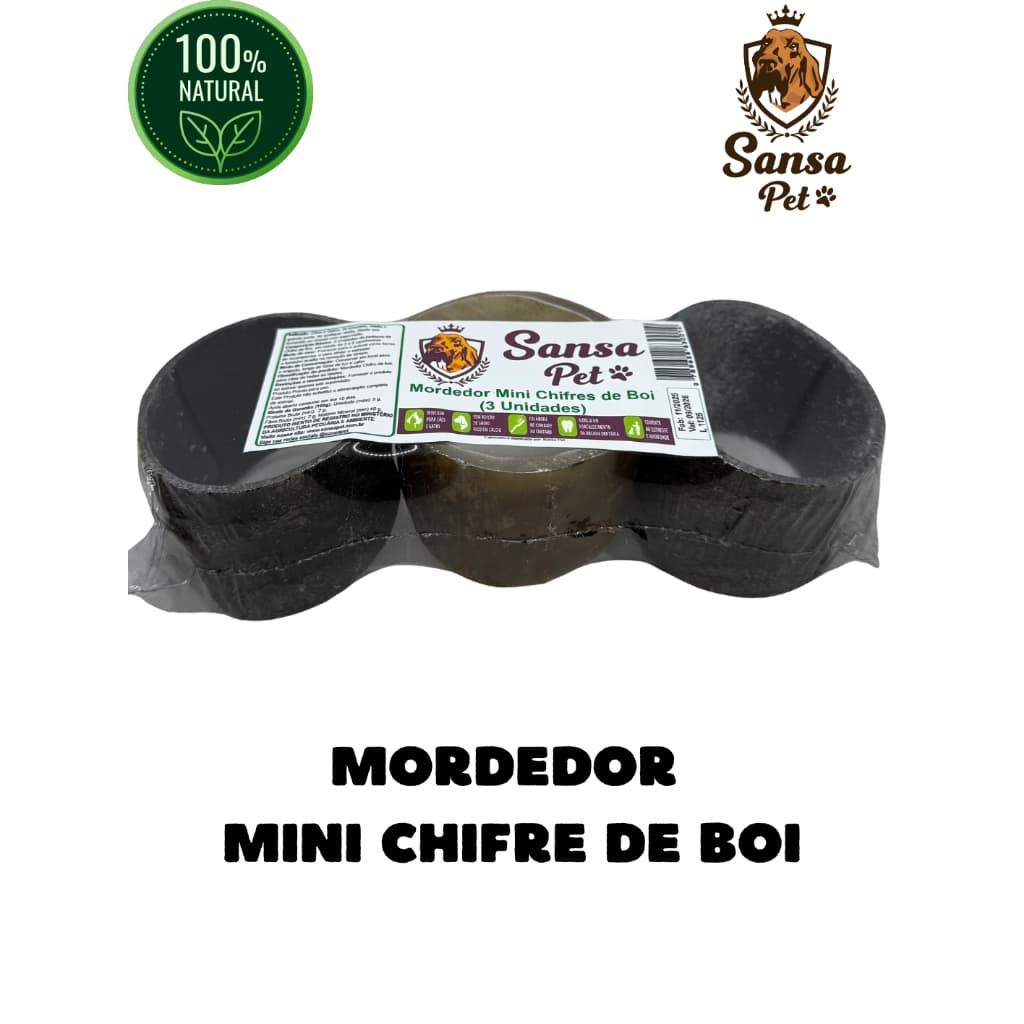Mordedor Mini Chifre de Boi Remove Tartaro Anti Estress Pedaço de Chifre 5 centimetros