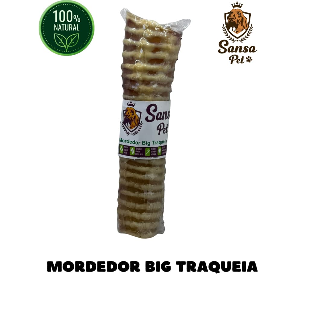 Mordedor Big Traqueia de Boi Anti Estress Remove Tártaro 20 centímetros