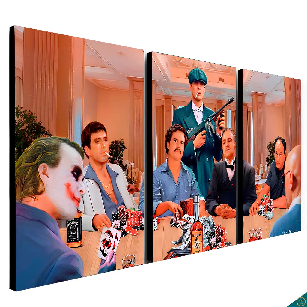Quadro Decorativo Poker Clube Dos Gangster coringa Pablo escobar thomas shelby Peaky Blinders sala quarto hall