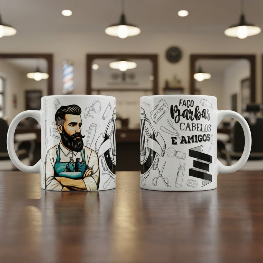 Caneca Xícara Barbeiro Cabelereiro Presente Lembrancinha Porcelana Amigo Invisível Oculto