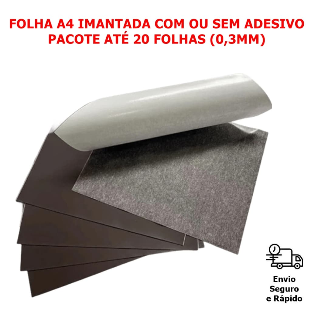 Folha A4 Imantada Manta Magnética Adesivada 0,3mm Imã De Geladeira Lembrançinha