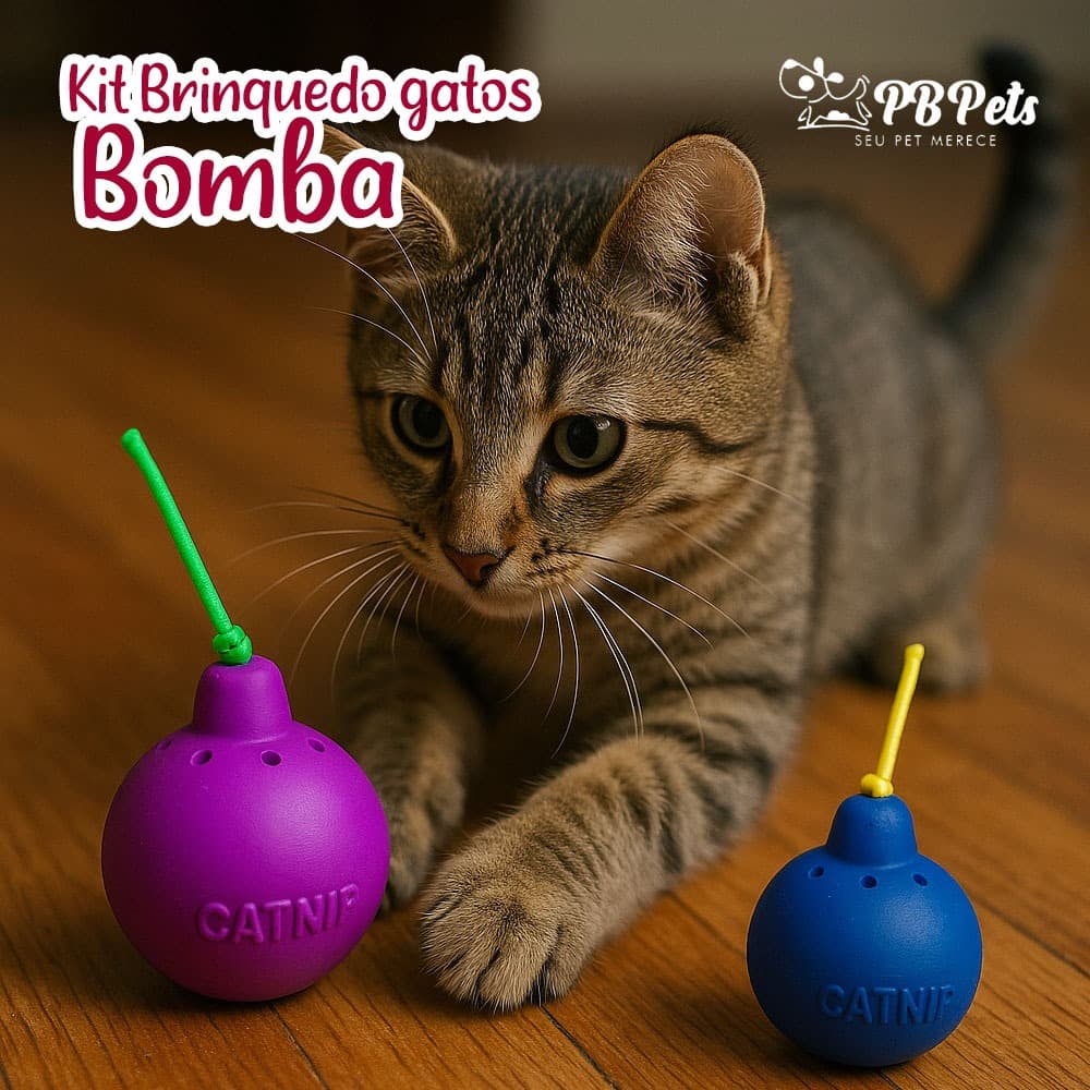 Kit Brinquedo para Gato Bomba + Catnip Erva Para Gatos Natural, Relaxante, Estimulante e Anti Stress 2gr
