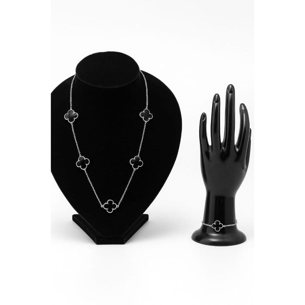 colar e pulseira trevo prata 950