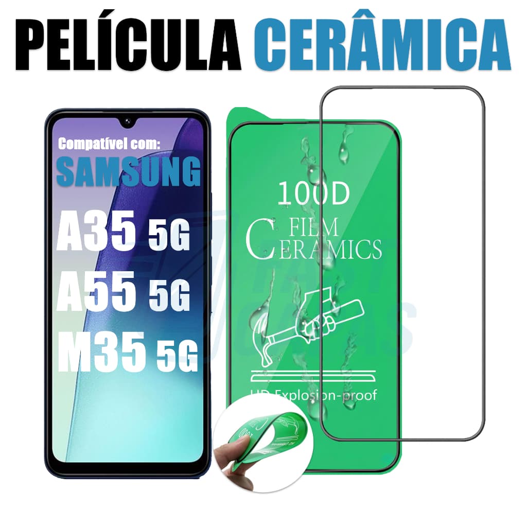 Película Cerâmica Samsung Galaxy A35 A55 M35 5G Não Quebra Hidrogel 9D 3D Flexível Transparente