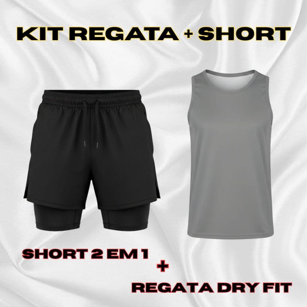 Kit Regata e Bermuda Masculina Roupa Academia Treino Conjunto Masculino Barato