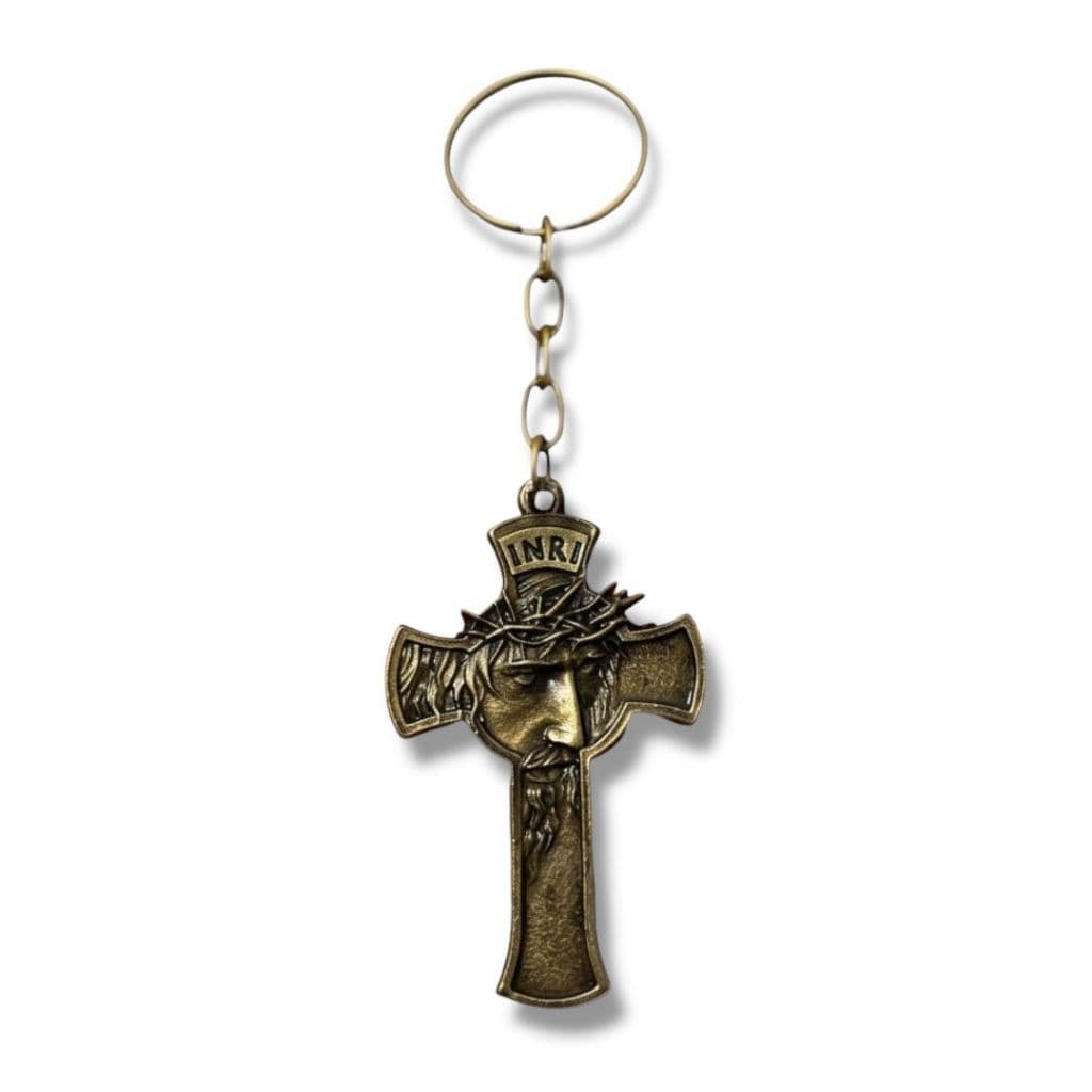 12 Chaveiros Crucifixo Face de Cristo Jesus Metal Zamak
