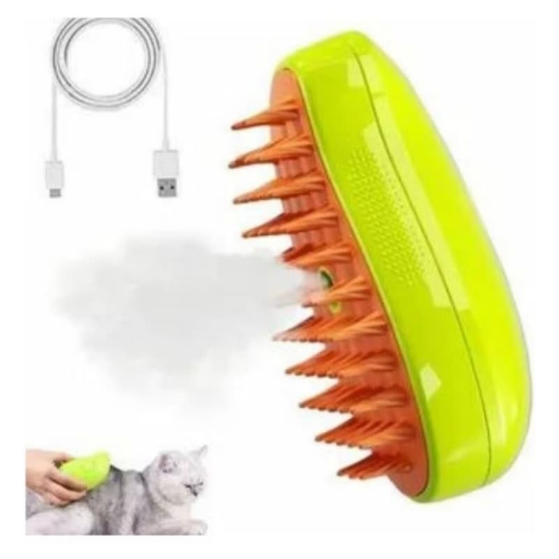 Escova A Vapor Autolimpante Para Massagem em Câes e Gatos 3 Em 1 Pente Autolimpante,Vaporizador, Removedor De Pelos.